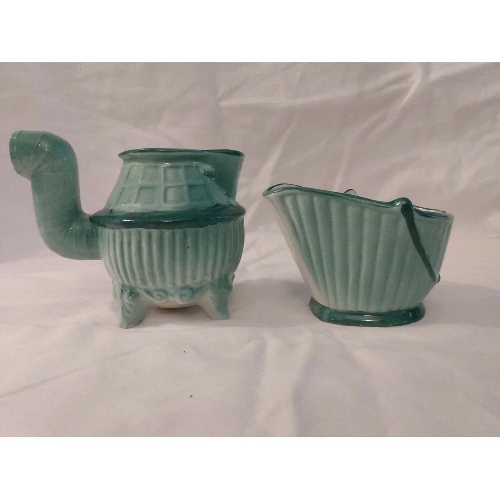 Brayton Laguna Sugar Creamer Potbelly Stove Ash Can 1943 California Pottery